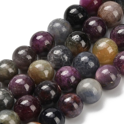 Natural Red Corundum/Ruby and Sapphire Beads Strands G-C259-B07-8mm-1