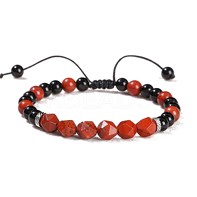 Natural Black Onyx Braided Bead Bracelets PW-WGD5537-06-1
