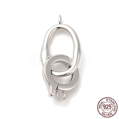 Rhodium Plated 925 Sterling Silver Fold Over Clasps STER-G038-04P-1