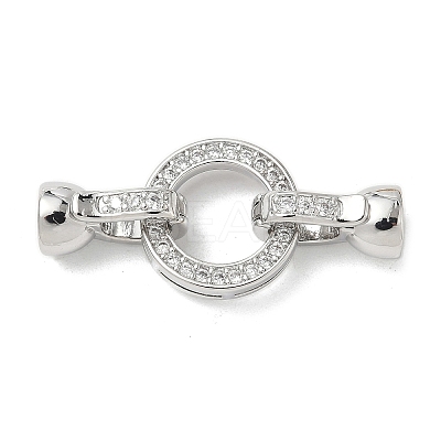 Brass Micro Pave Clear Cubic Zirconia Fold Over Clasps KK-U059-34P-1