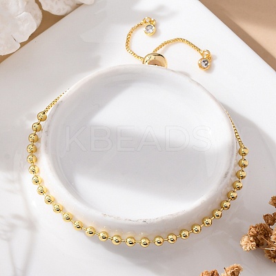 Long-Lasting Plated Brass Round Bead Slider Beacelets for Women Men BJEW-E089-01G-01-1
