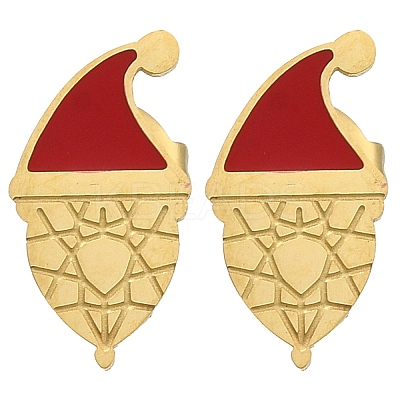 Ion Plating(IP) 304 Stainless Steel Enamel Stud Earrings EJEW-I316-03G-07-1
