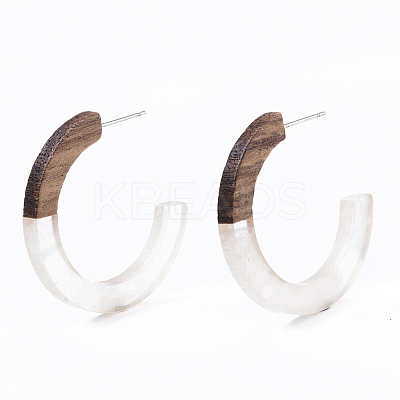 Resin & Walnut Wood Stud Earring Findings X-RESI-R425-01-A03-1