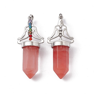 Cherry Quartz Glass Big Pointed Pendants G-I342-01P-01-1
