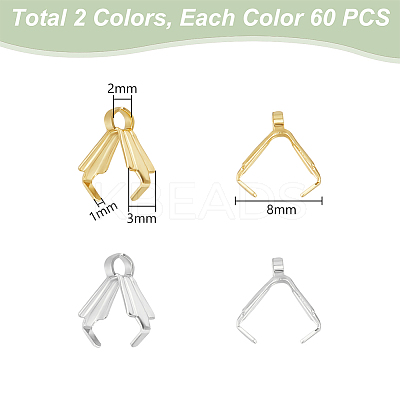 120Pcs 2 Colors 316 Surgical Stainless Steel Pendant Pinch Bails STAS-UN0056-69-1