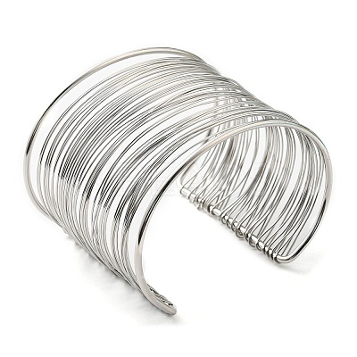 Non-Tarnish 304 Stainless Steel Multi Line Cuff Bangles LS-BJEW-E079-01P-1