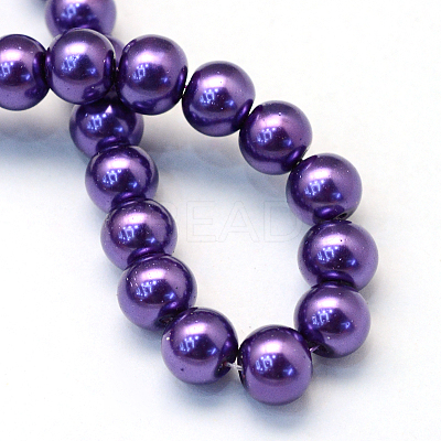 Baking Paint Pearlized Glass Pearl Round Bead Strands X-HY-Q003-4mm-76-1