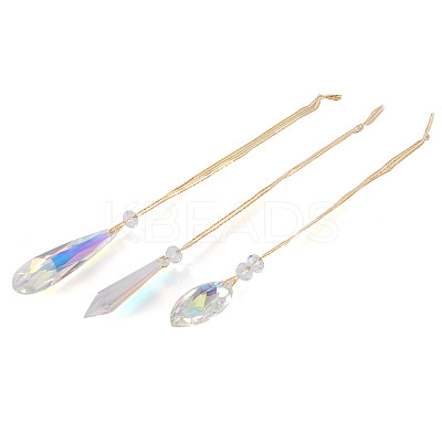 3Pcs 3 Styles Glass Suncatchers for Outdoor Garden Hanging Decoration HJEW-TADJ0001-04-1