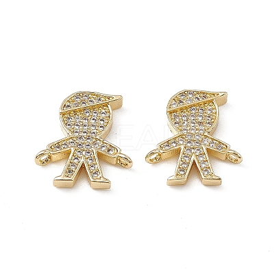 Brass Micro Pave Clear Cubic Zirconia Connetor Charms KK-E068-VB031-1