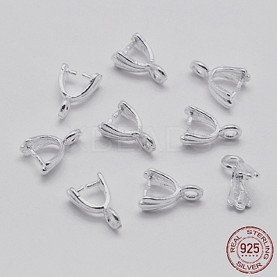 Anti-Tarnish Rhodium Plated 925 Sterling Silver Pendant Bails STER-E050-12P-1