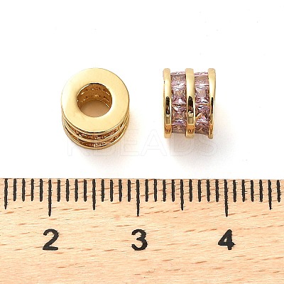 Brass Micro Pave Cubic Zirconia Beads KK-D093-04G-01-1