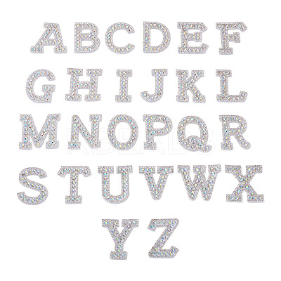 Alphabet Resin Rhinestone Patches DIY-TAC0005-45D-1