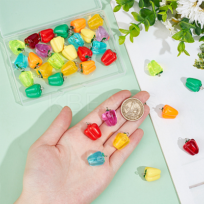 36Pcs 9 Colors Resin Imitation Vegetable Pendants RESI-SC0003-13-1