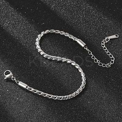 304 Stainless Steel Rope Chain Bracelets for Women BJEW-Q051-04P-1