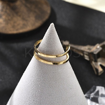 304 Stainless Steel Hollow Cuff Rings for Women LS-RJEW-S395-01G-1