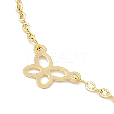 PVD Vacuum Plating 304 Stainless Steel Butterfly Link Anklet with Cable Chains for Women STAS-E001-16G-1