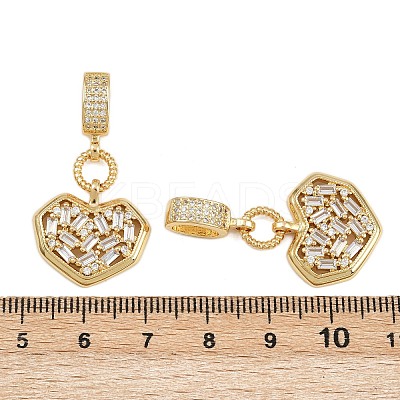 Brass Pave Clear Cubic Zirconia Heart Pendants KK-C132-27G-1