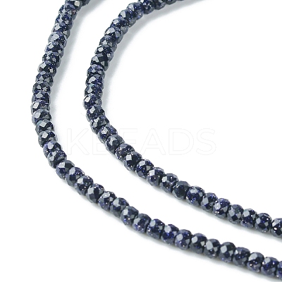 Synthetic Blue Goldstone Beads Strands G-F748-O02-01-1