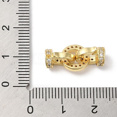 Rack Plating Brass Micro Pave Clear Cubic Zirconia Fold Over Clasps KK-A222-04A-G-1