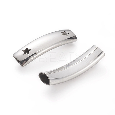 Non-Tarnish 201 Stainless Steel Curved Tube Beads STAS-D169-32P-1