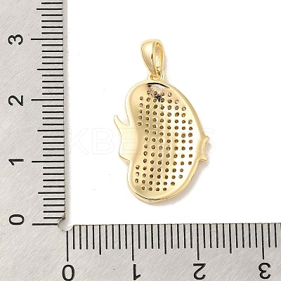 Brass Micro Pave Clear Cubic Zirconia Pendants KK-Z073-21G-1