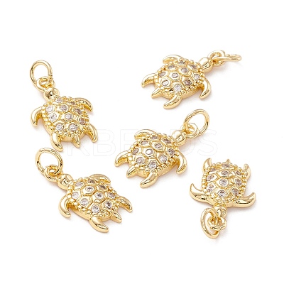 Brass Micro Pave Clear Cubic Zirconia Pendants KK-K266-04G-1