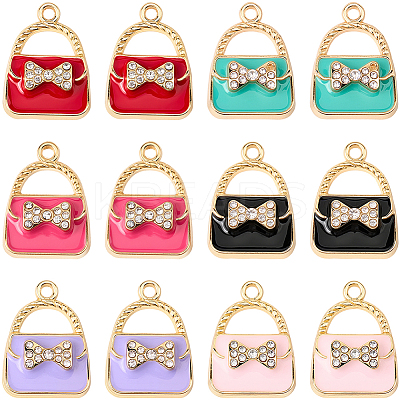 24Pcs 6 Colors Rack Plating Alloy Enamel Pendants ENAM-SC0007-18-1