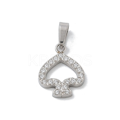 304 Stainless Steel Micro Pave Cubic Zirconia Pendants STAS-Z107-04P-05-1
