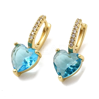 Brass Micro Pave Cubic Zirconia Heart Hoop Earrings EJEW-H171-07G-1