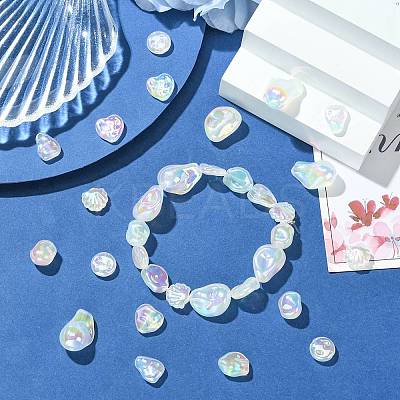 32Pcs 8 Styles UV Plating Opaque Acrylic Beads OACR-CJ0002-77-1