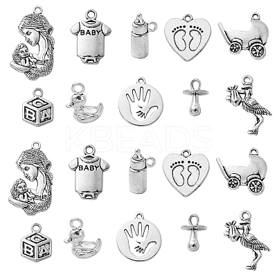 100Pcs 10 Styles Tibetan Style Alloy Pendants TIBEP-CJ0002-82-1