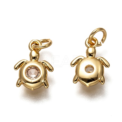Brass Micro Pave Clear Cubic Zirconia Charms ZIRC-B002-25G-1