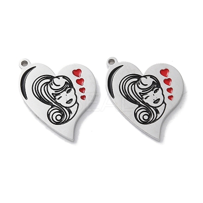 304 Stainless Steel Enamel Pendants STAS-M102-13P-02-1