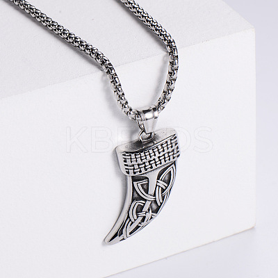 Vintage 304 Stainless Steel Viking Knife Shaped Pendant Punk Necklaces for Men RK3573-1-1