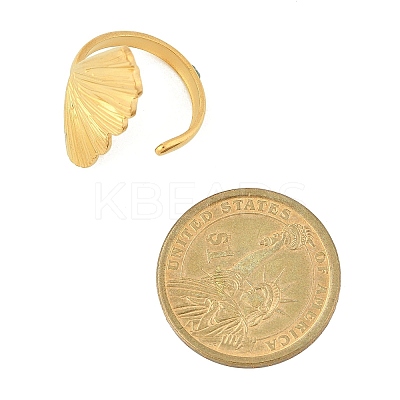 Leaf 304 Stainless Steel Open Cuff Rings for Women RJEW-G338-06G-1