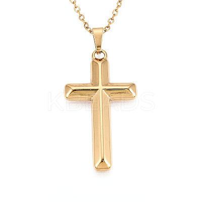 304 Stainless Steel Pendant Necklaces NJEW-T018-30G-1