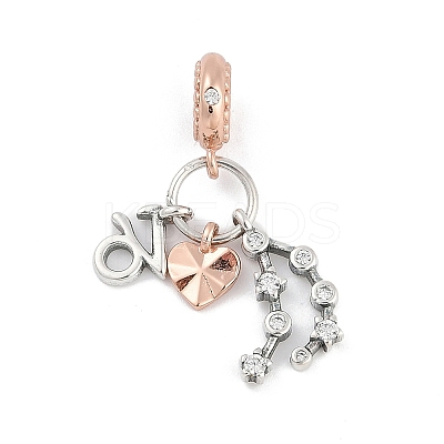 Brass Pendants with Cubic Zirconia European Beads LS-KK-Q015-01M-1