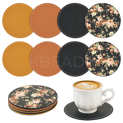 Magibead 8Pcs 4 Styles PU Leather Cup Mats AJEW-MB0001-09A-1