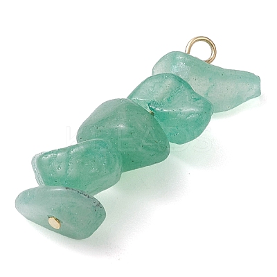 Gradient Color Natural Green Aventurine & Natural Prehnite & Natural Malachite Chip Beaded Pendants PALLOY-JF02795-05-1