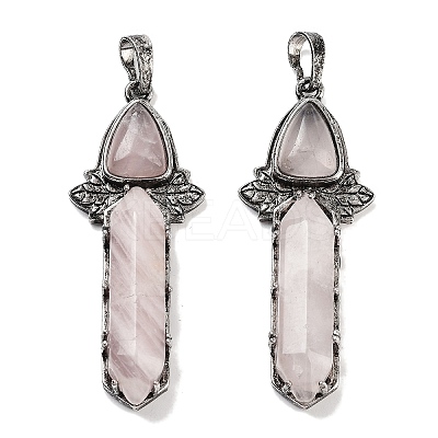 Natural Rose Quartz Sword Big Pendants G-Q163-08AS-06-1