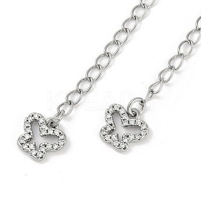 Brass Micro Pave Cubic Zirconia Ends with Chains KK-U043-01P-1