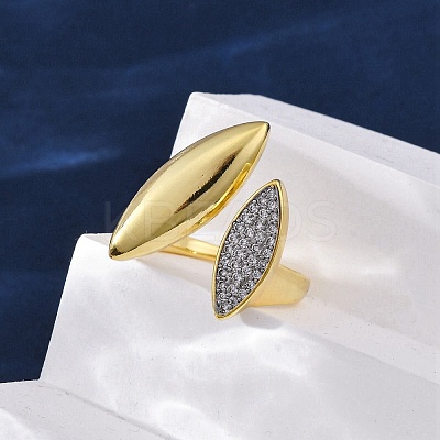 Brass Micro Pave Clear Cubic Zirconia Cuff Rings for Women RJEW-H248-06G-1