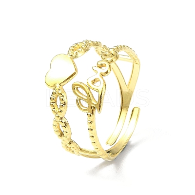 Ion Plating(IP) 304 Stainless Steel Open Cuff Ring RJEW-L109-037G-1