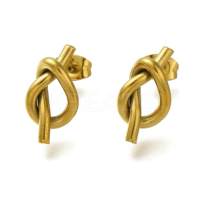 Ion Plating(IP) 304 Stainless Steel Knot Stud Earrings EJEW-C117-01G-1