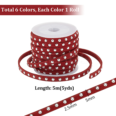 6 Rolls 6 Colors Faux Suede Cord LW-PH0002-24-1