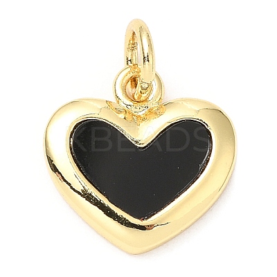 Rack Plating Brass Heart Charms KK-A185-24G-01-1