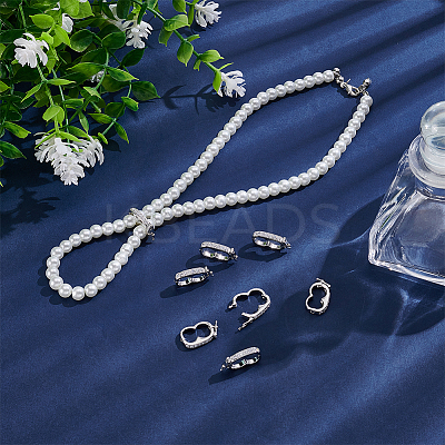8Pcs Rack Plating Brass Micro Pave Clear Cubic Zirconia Twister Clasps ZIRC-WR0001-04P-1