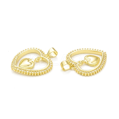 Rack Plating Brass Micro Pave Clear Cubic Zirconia Pendants KK-C011-21G-1