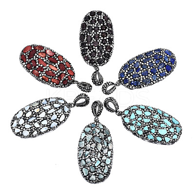 Polymer Clay Rhinestone Pendants RB-S056-15A-B-1