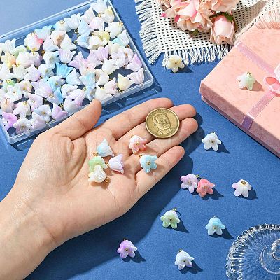 90Pcs 9 Styles Acrylic Pendants PALLOY-CJ00072-1